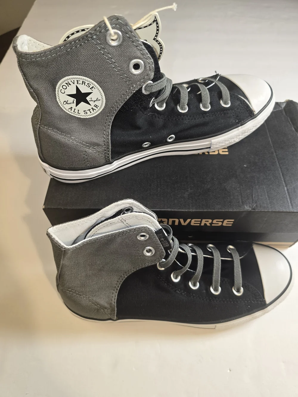 Converse Kids Black and Gray High Top Slip-On Sneakers